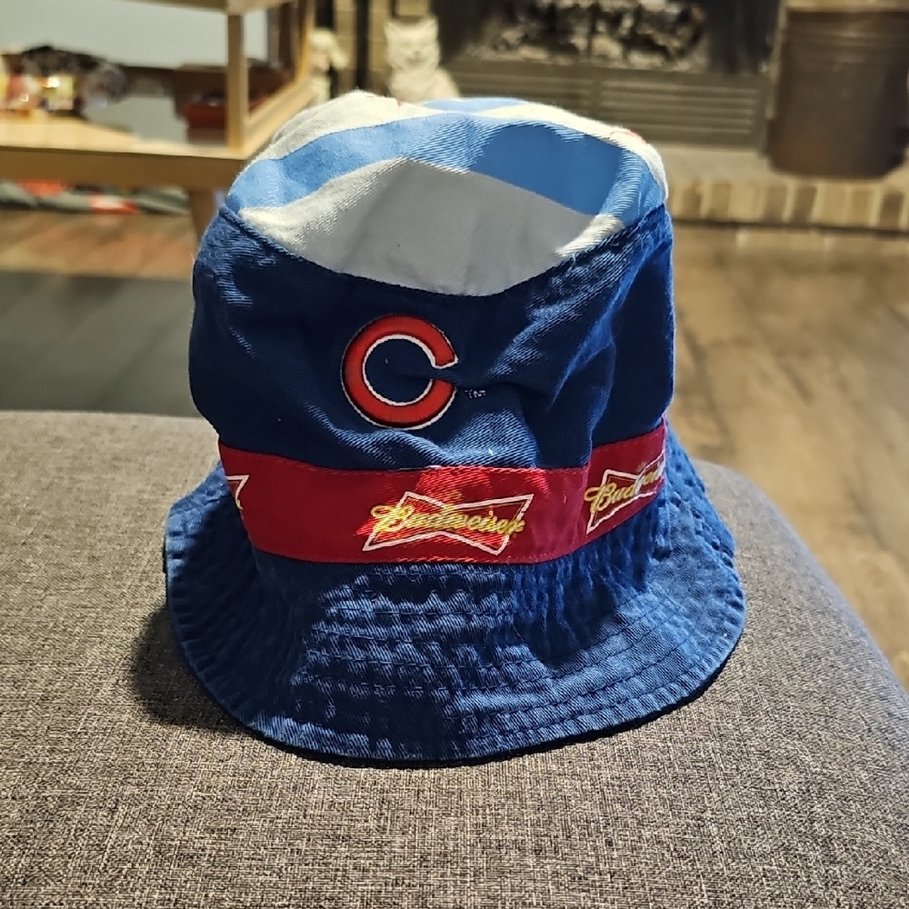 Vintage Chicago Cubs Budweiser Bucket Hat Beer Stars Stripes Outerwear Men Woman